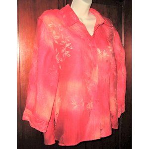 Coldwater Creek Women's Floral 3/4 Sleeve "Burnout" Shirt - Excellent Cond.! B4